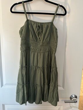 Trixxi Olive Green Tiered Sundress